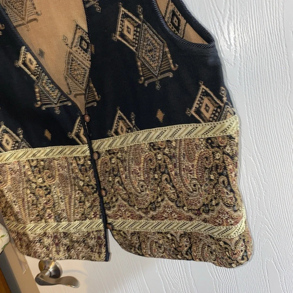 Vintage Women's New Identity Vest Aztec Boho‎ Southern 2x Tapestry